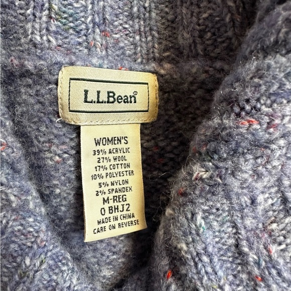 LL Bean Wool Blend Collared Button Down Cardigan Periwinkle Sz M - Picture 6 of 6